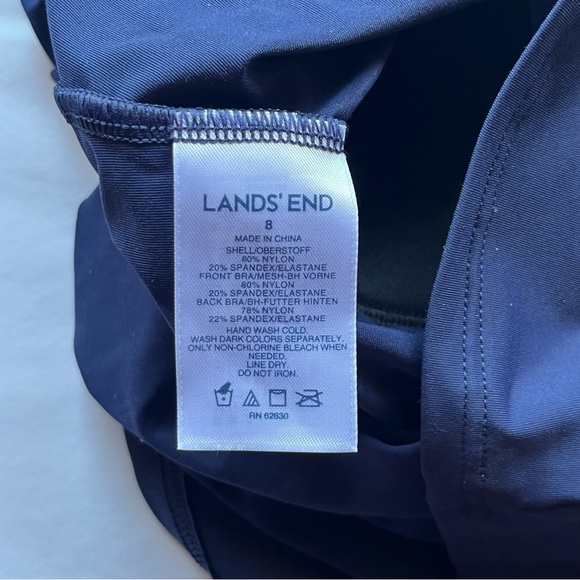 Lands' End Women's Halter Tankini Set High Waist Tummy Control Bottoms Size 8 - Picture 4 of 7